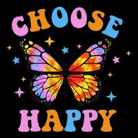 Choose Happy Letter Print Butterfly Women Inspirational Visor
