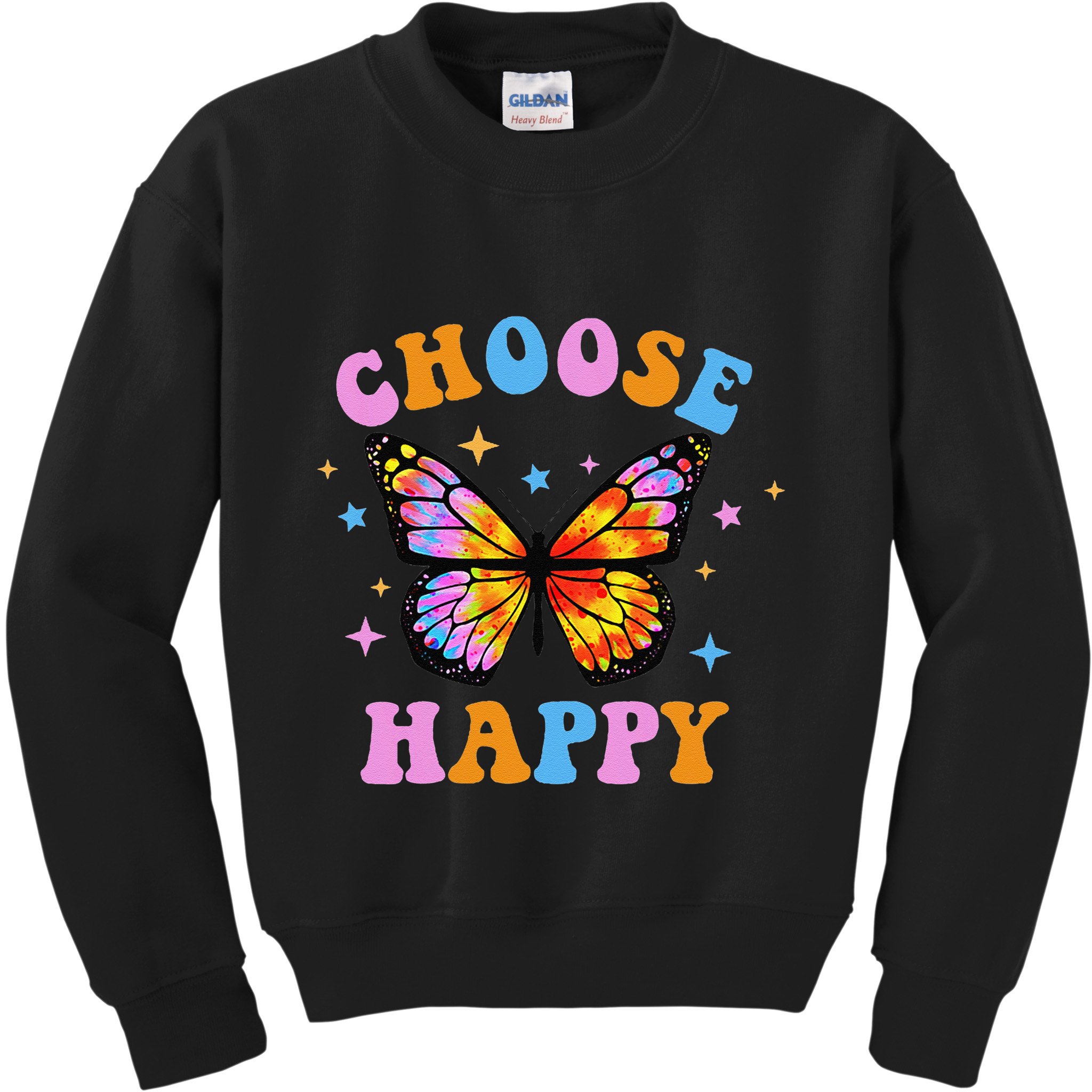 Choose Happy Letter Print Butterfly Women Inspirational Kids Sweatshirt