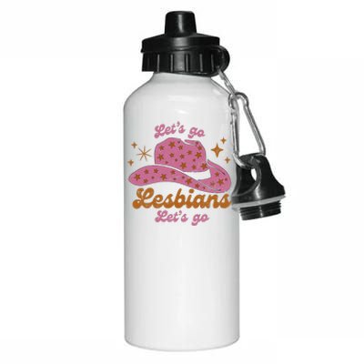 Cow Hat Let's Go Lesbians Western Cowgirls Aluminum Water Bottle