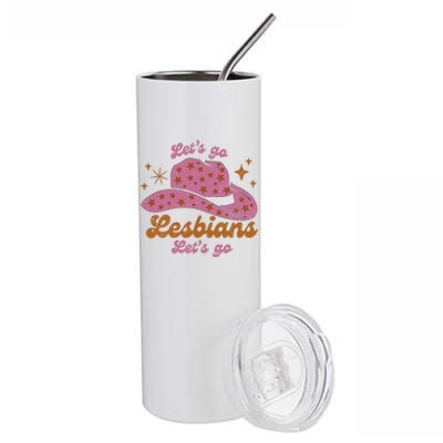 Cow Hat Let's Go Lesbians Western Cowgirls Stainless Steel Tumbler