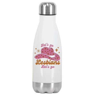 Cow Hat Let's Go Lesbians Western Cowgirls Stainless Steel Insulated Water Bottle