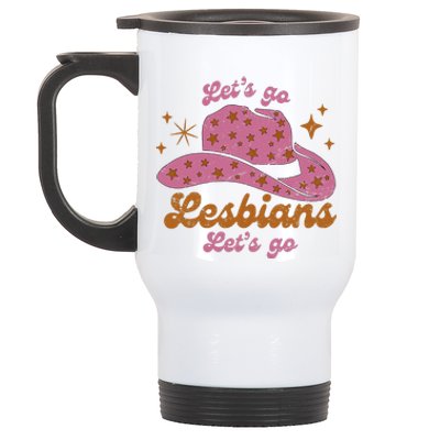 Cow Hat Let's Go Lesbians Western Cowgirls Stainless Steel Travel Mug