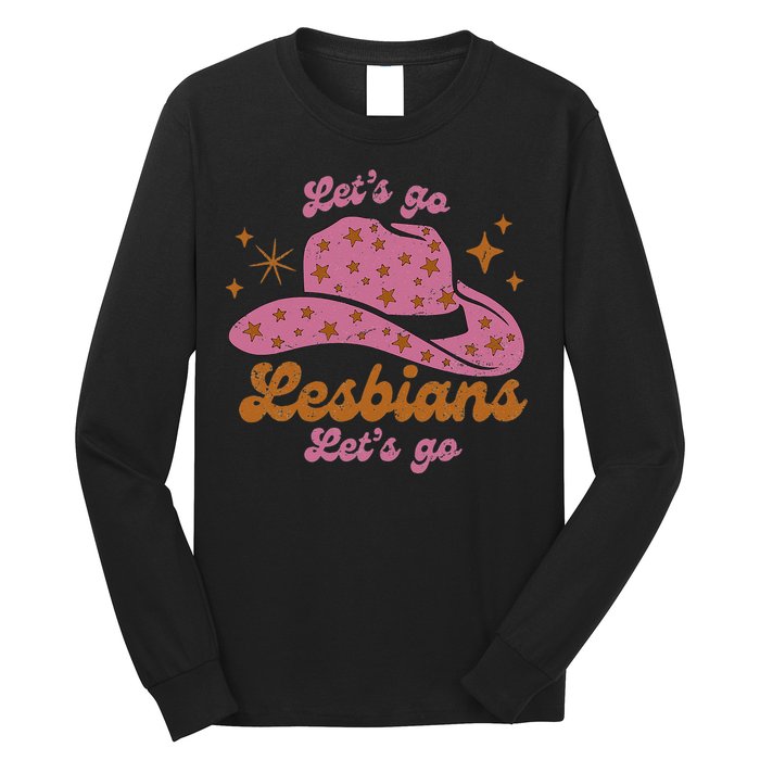 Cow Hat Let's Go Lesbians Western Cowgirls Long Sleeve Shirt