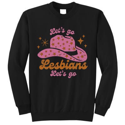 Cow Hat Let's Go Lesbians Western Cowgirls Sweatshirt