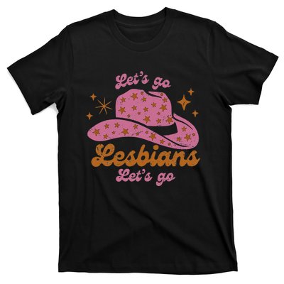 Cow Hat Let's Go Lesbians Western Cowgirls T-Shirt