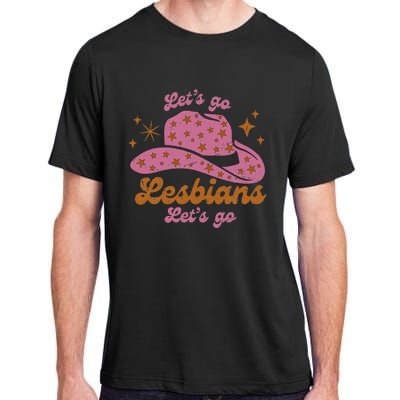 Cow Hat Let's Go Lesbians Western Cowgirls Adult ChromaSoft Performance T-Shirt