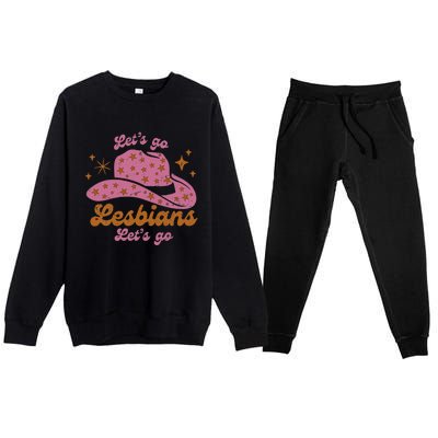 Cow Hat Let's Go Lesbians Western Cowgirls Premium Crewneck Sweatsuit Set