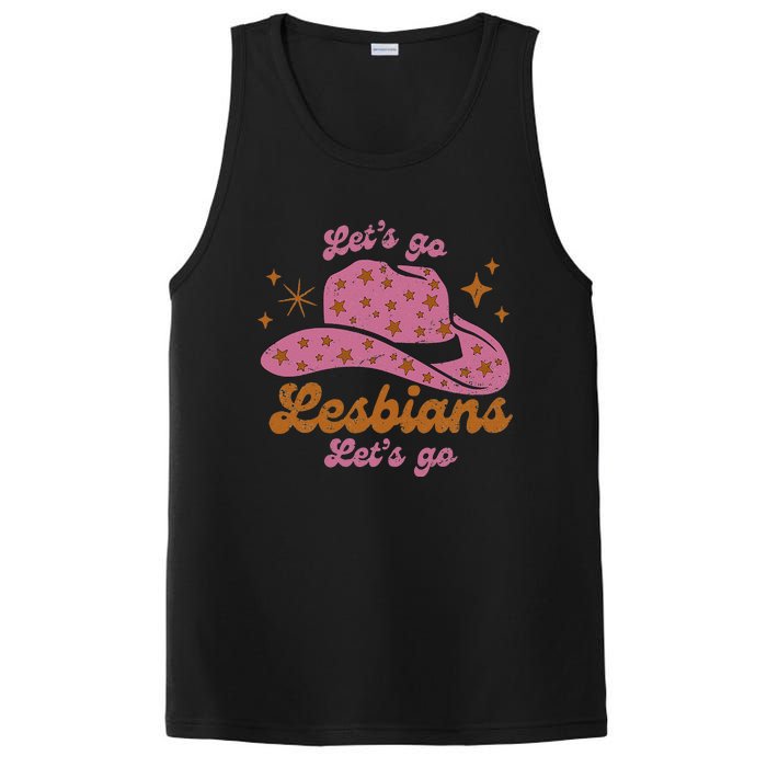 Cow Hat Let's Go Lesbians Western Cowgirls PosiCharge Competitor Tank