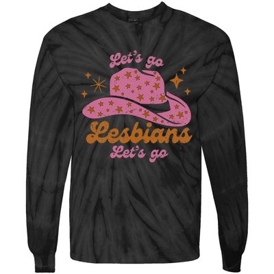 Cow Hat Let's Go Lesbians Western Cowgirls Tie-Dye Long Sleeve Shirt