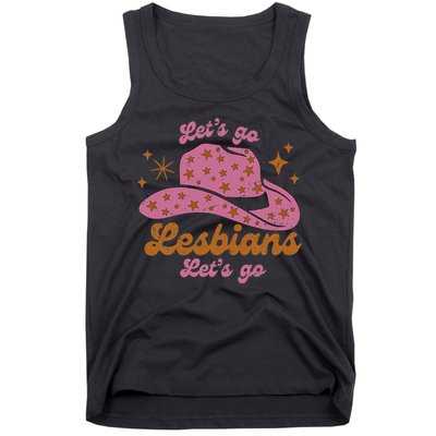 Cow Hat Let's Go Lesbians Western Cowgirls Tank Top