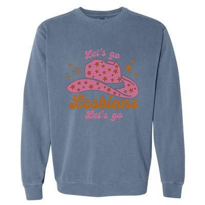 Cow Hat Let's Go Lesbians Western Cowgirls Garment-Dyed Sweatshirt