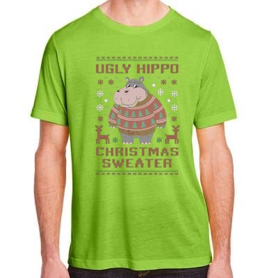 Christmas Hippopotamus Lovers Snowflake And Reindeer Design Cute Gift Adult ChromaSoft Performance T-Shirt