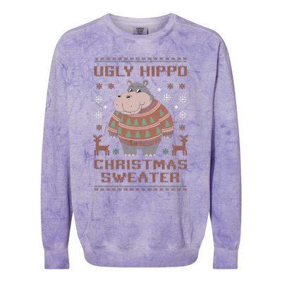 Christmas Hippopotamus Lovers Snowflake And Reindeer Design Cute Gift Colorblast Crewneck Sweatshirt