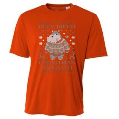 Christmas Hippopotamus Lovers Snowflake And Reindeer Design Cute Gift Cooling Performance Crew T-Shirt