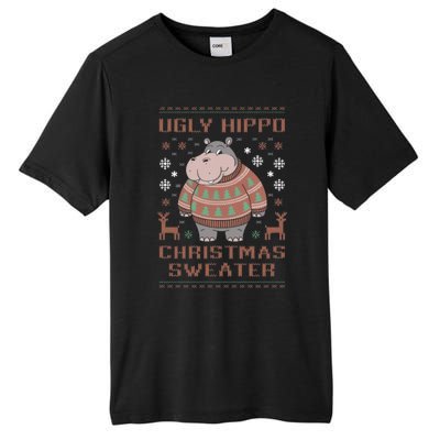 Christmas Hippopotamus Lovers Snowflake And Reindeer Design Cute Gift Tall Fusion ChromaSoft Performance T-Shirt