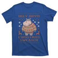 Christmas Hippopotamus Lovers Snowflake And Reindeer Design Cute Gift T-Shirt