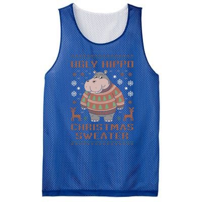 Christmas Hippopotamus Lovers Snowflake And Reindeer Design Cute Gift Mesh Reversible Basketball Jersey Tank