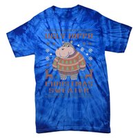 Christmas Hippopotamus Lovers Snowflake And Reindeer Design Cute Gift Tie-Dye T-Shirt