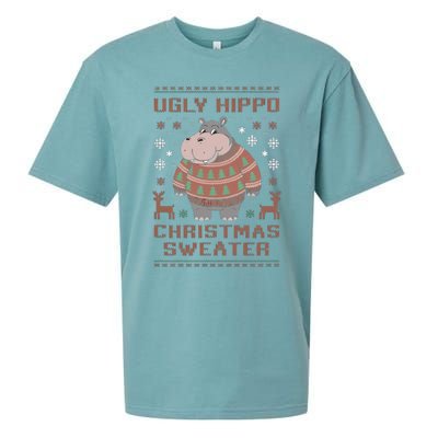 Christmas Hippopotamus Lovers Snowflake And Reindeer Design Cute Gift Sueded Cloud Jersey T-Shirt