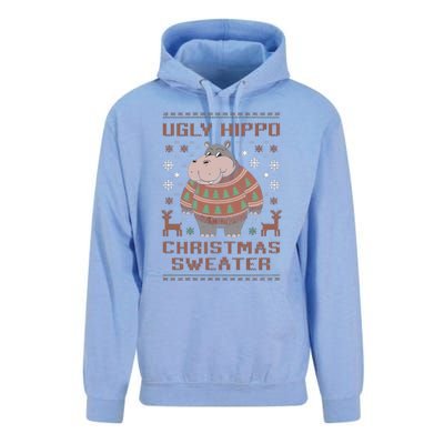 Christmas Hippopotamus Lovers Snowflake And Reindeer Design Cute Gift Unisex Surf Hoodie