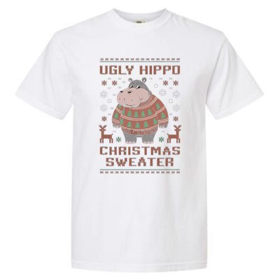 Christmas Hippopotamus Lovers Snowflake And Reindeer Design Cute Gift Garment-Dyed Heavyweight T-Shirt