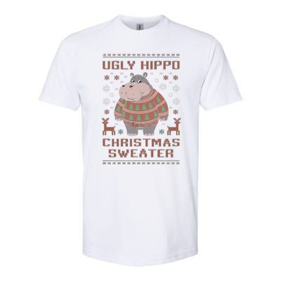 Christmas Hippopotamus Lovers Snowflake And Reindeer Design Cute Gift Softstyle CVC T-Shirt