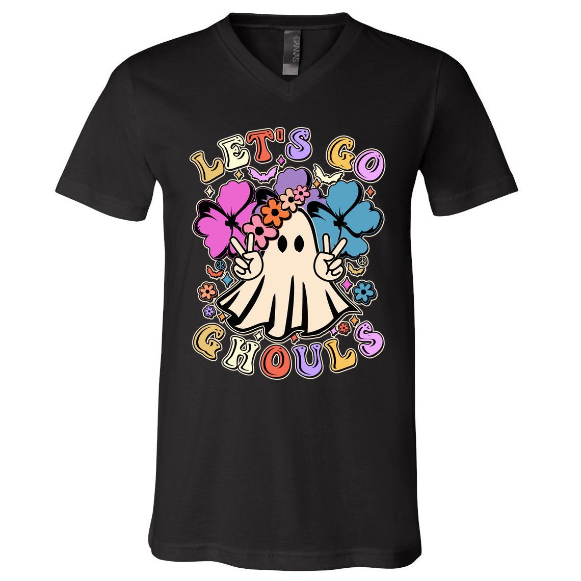 Cute Halloween Let's Go Ghouls V-Neck T-Shirt