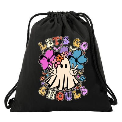 Cute Halloween Let's Go Ghouls Drawstring Bag