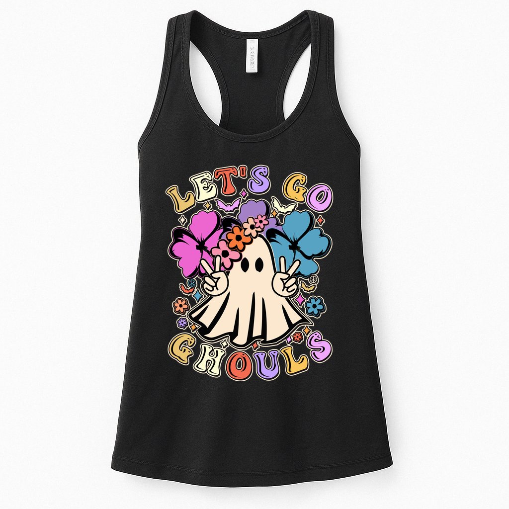 Cute Halloween Let's Go Ghouls Womens Tank Top