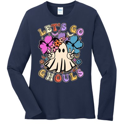 Cute Halloween Let's Go Ghouls Ladies Long Sleeve Shirt