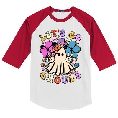 Cute Halloween Let's Go Ghouls Kids Colorblock Raglan Jersey