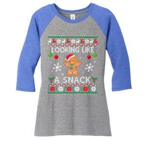 Chirstmas Holiday Looking Like A Snack Ugly Xmas Sweater Gift Women's Tri-Blend 3/4-Sleeve Raglan Shirt