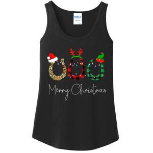 Christmas Horseshoe Leopard Plaid Santa Hat Horse Xmas  Ladies Essential Tank