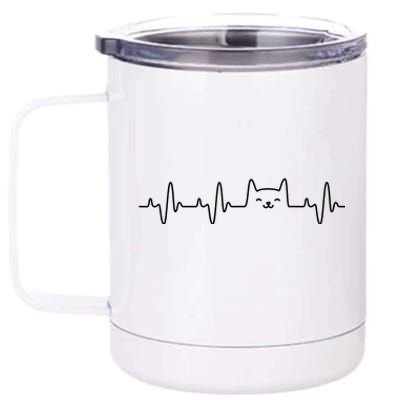 Cat Heartbeat Love Cats Cat Lover 12 oz Stainless Steel Tumbler Cup