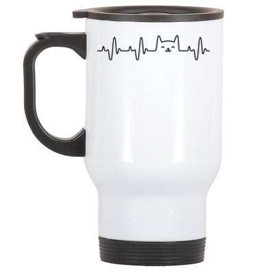 Cat Heartbeat Love Cats Cat Lover Stainless Steel Travel Mug