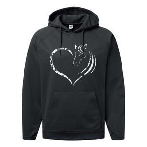 Cute Horse Lover Outfit Gift for  Horse and Heart Performance Fleece Hoodie