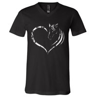 Cute Horse Lover Outfit Gift for  Horse and Heart V-Neck T-Shirt