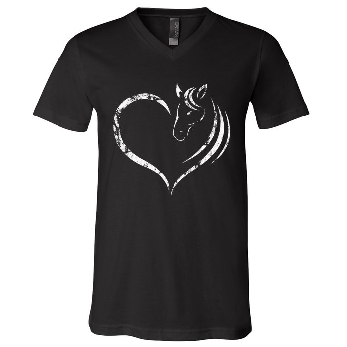 Cute Horse Lover Outfit Gift for  Horse and Heart V-Neck T-Shirt