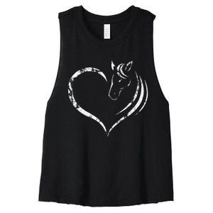 Cute Horse Lover Outfit Gift for  Horse and Heart Women's Racerback Cropped Tank