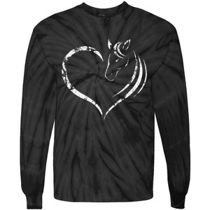 Cute Horse Lover Outfit Gift for  Horse and Heart Tie-Dye Long Sleeve Shirt