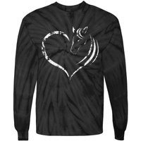 Cute Horse Lover Outfit Gift for  Horse and Heart Tie-Dye Long Sleeve Shirt