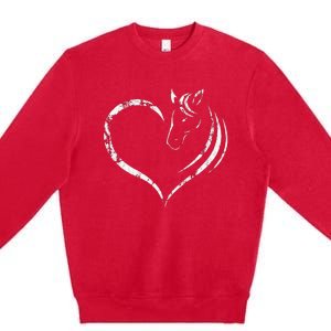 Cute Horse Lover Outfit Gift for  Horse and Heart Premium Crewneck Sweatshirt