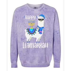 Christmas Happy Llamakah Squad Cute Alpaca Hanukkah  Colorblast Crewneck Sweatshirt