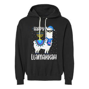 Christmas Happy Llamakah Squad Cute Alpaca Hanukkah  Garment-Dyed Fleece Hoodie