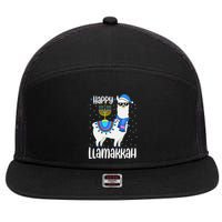 Christmas Happy Llamakah Squad Cute Alpaca Hanukkah  7 Panel Mesh Trucker Snapback Hat