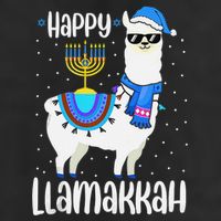 Christmas Happy Llamakah Squad Cute Alpaca Hanukkah  7 Panel Mesh Trucker Snapback Hat