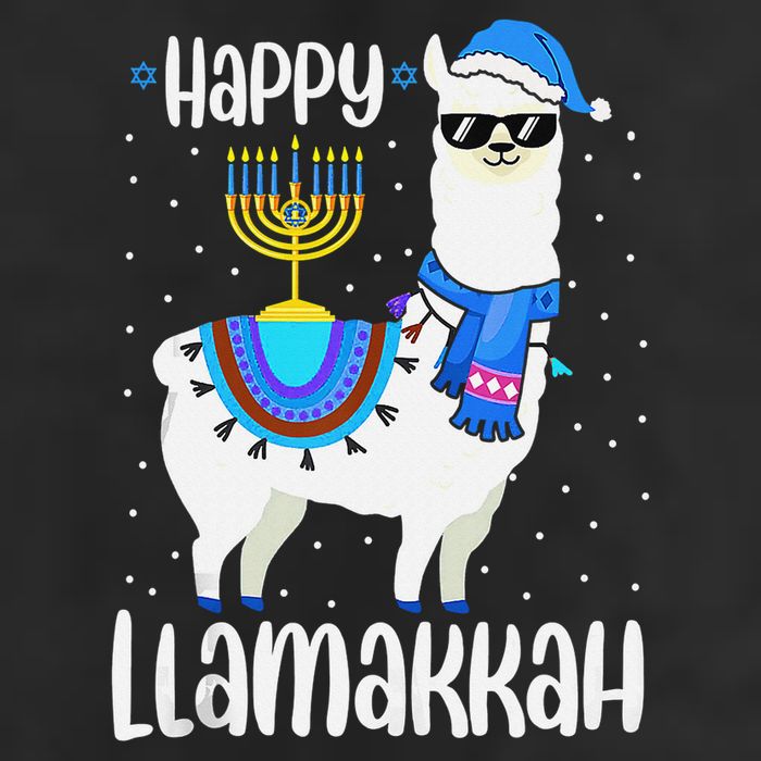 Christmas Happy Llamakah Squad Cute Alpaca Hanukkah  7 Panel Mesh Trucker Snapback Hat