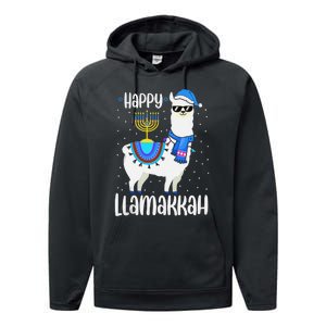 Christmas Happy Llamakah Squad Cute Alpaca Hanukkah  Performance Fleece Hoodie