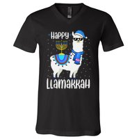 Christmas Happy Llamakah Squad Cute Alpaca Hanukkah  V-Neck T-Shirt