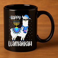 Christmas Happy Llamakah Squad Cute Alpaca Hanukkah  11oz C Handle Ceramic Mug